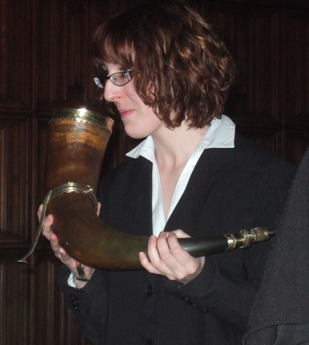 The author holding a drinking horn